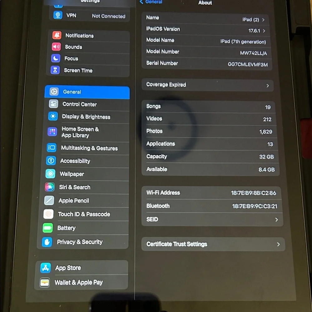 Apple iPad with Dark Interface